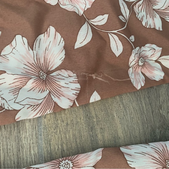 NWT B.O.G. Collective  Wide Leg Floral Pink & Brown Pants Oversized Small - Picture 10 of 11